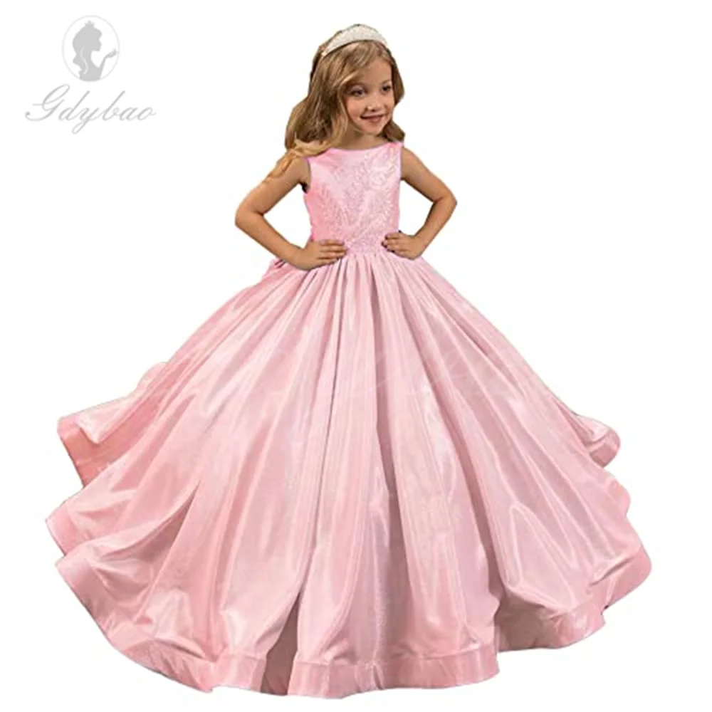 Flower Girl Dresses for Wedding 2023 Princess Glitter Sequined Pageant First Communion Dresses with Bow