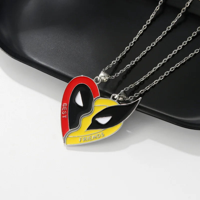 Deadpool and Wolverine Best Friends Keychain Necklace Set Split Heart Matching Pendant NecklaceFor Bag Friends Jewelry