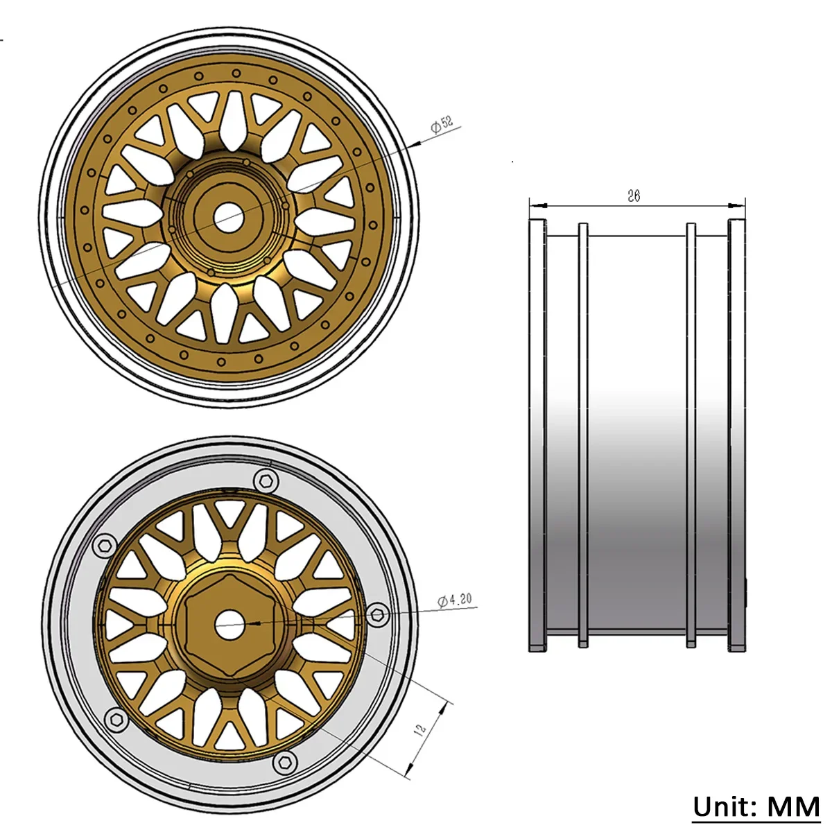 4pcs Aluminum Adjustable Offset Wheels Rims For 1:10 HPI Tamiya TT02 TT-01E XV-01 XV-02Pro 3Racing Sakura MST On Road Drift Car