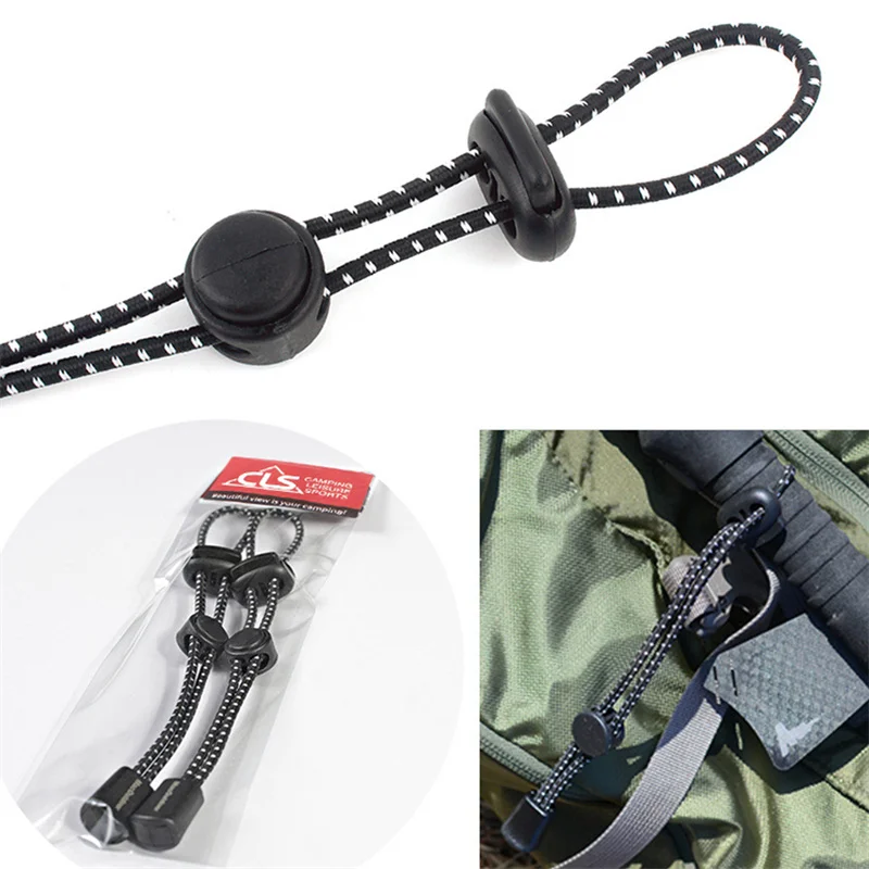 2PCS Trekking Pole Fixing Tie Cord Rope Backpack Walking Stick Holder Wear‑Resistant Secure Strap Camping Outdoor Sports Tools