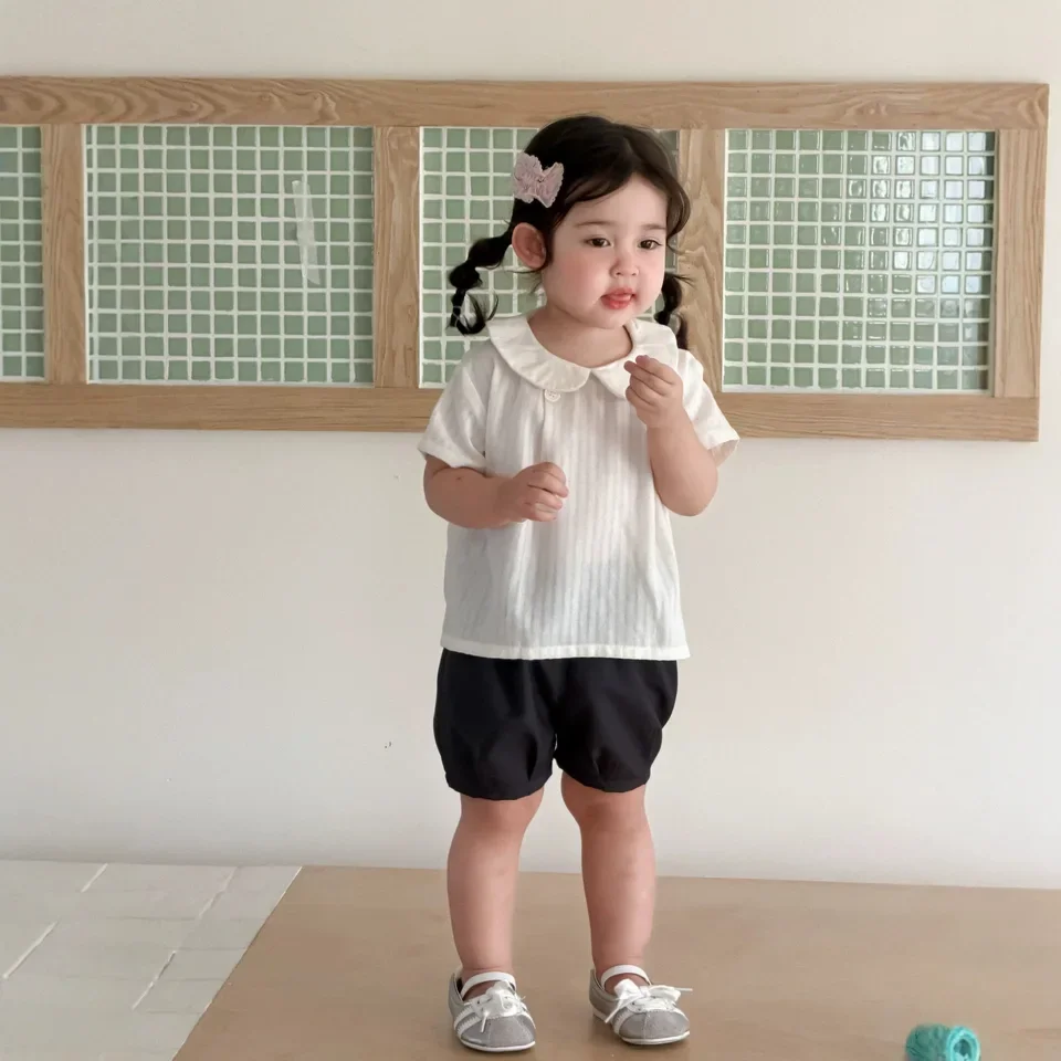 Girls' short sleeved doll shirt summer thin children's clothing summer Korean version children's
