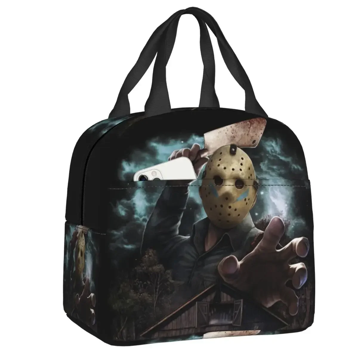 Halloween Horror Movie Character Lunch Bag Portable Thermal Cooler Insulated Bento Box for Women Kids School Food Lunch Tote