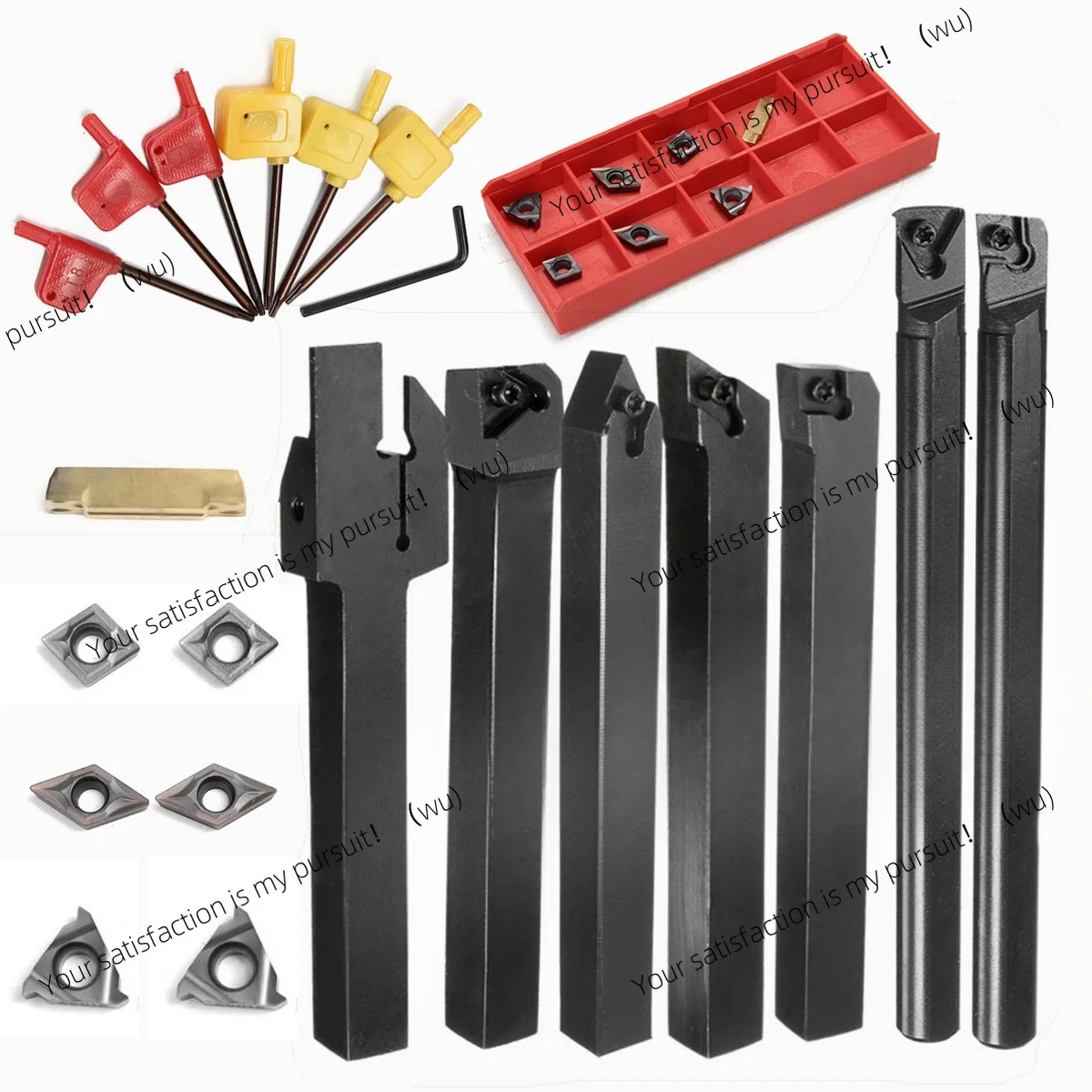 For CNC Lathe Machine 7Pcs 10mm Turning Tool Holder Set With 7 Carbide Inserts Precision Cutting Tools