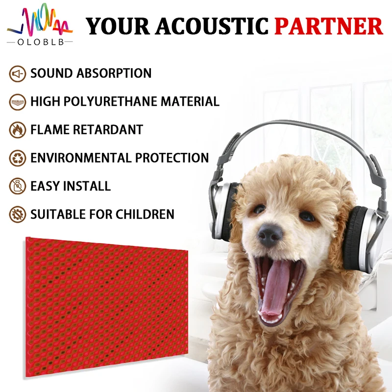 Acoustic Soundproofing Sponge 6/12/24Pcs Noise Protective Treatment Panels Home Sound Absorption Indoor Decoration Panel