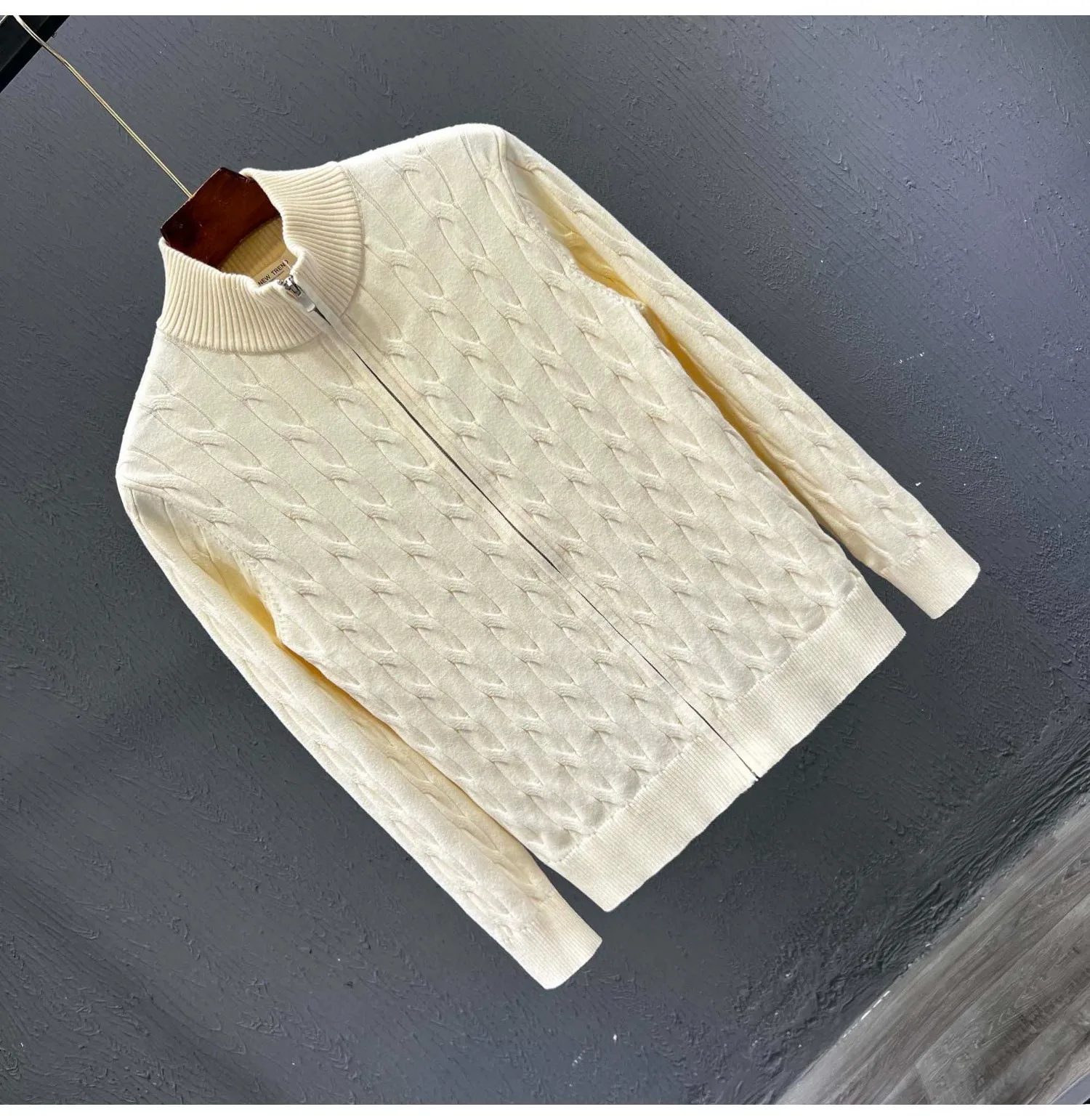 

Новый высококачественный кардиган с ромбовидной сеткой на осень и зиму, мужская однотонная универсальная приталенная куртка