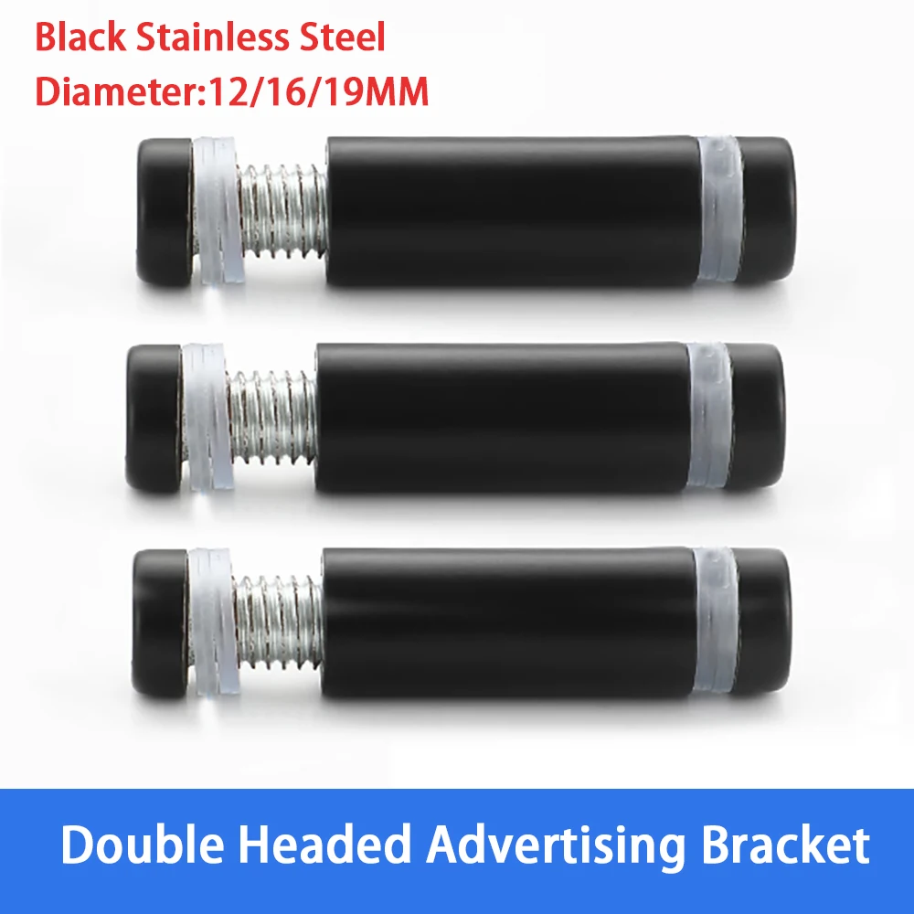 Black Double Head Standoff Screws Stainless Steel Advertisement Sign Fixing Mirror Nails for Glass Board Wooden Poster Mounting