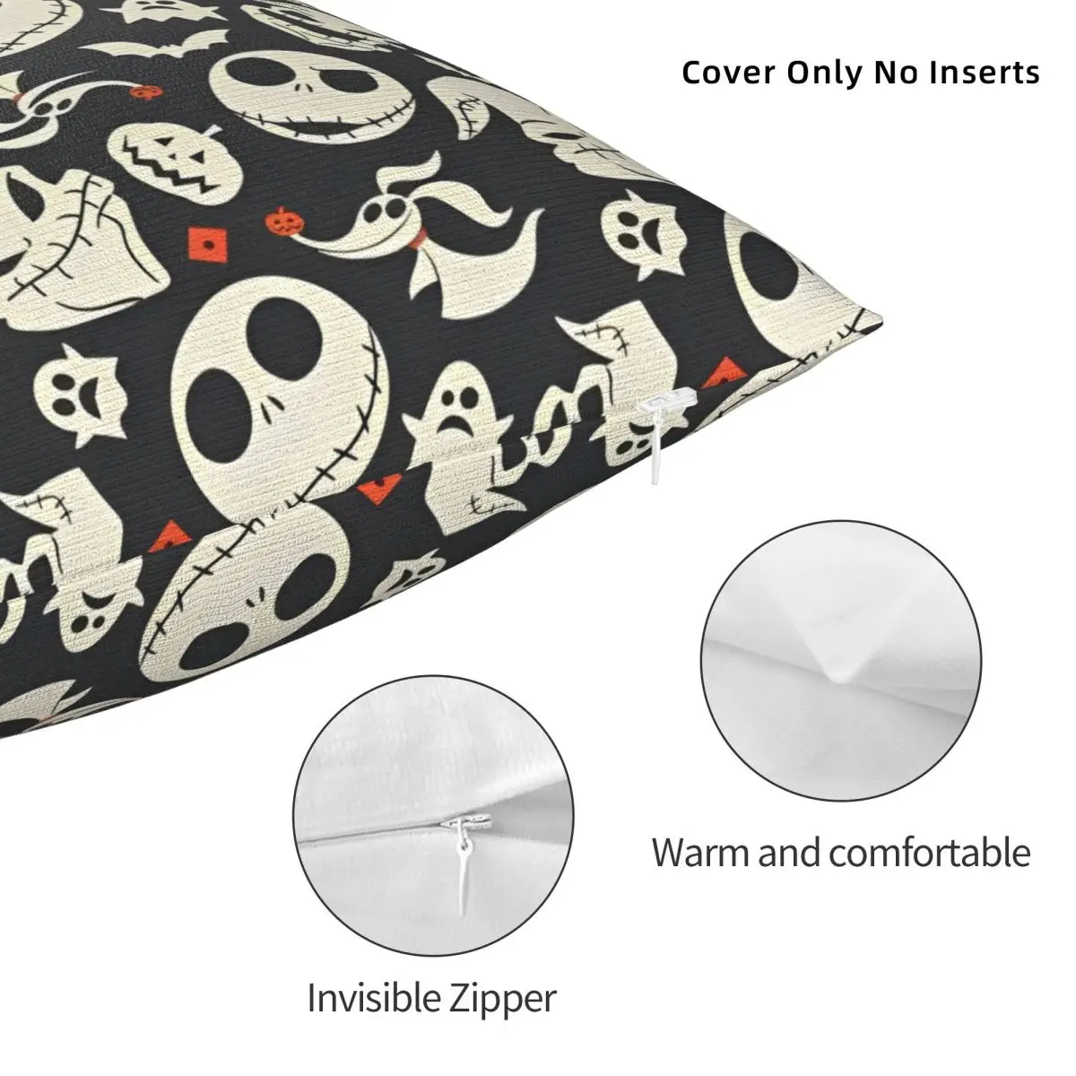 كابوس قبل عيد الميلاد والهالوين كيس وسادة مربع غطاء الوسادة انغلق غطاء وسادة رمية مزخرفة للمنزل #5