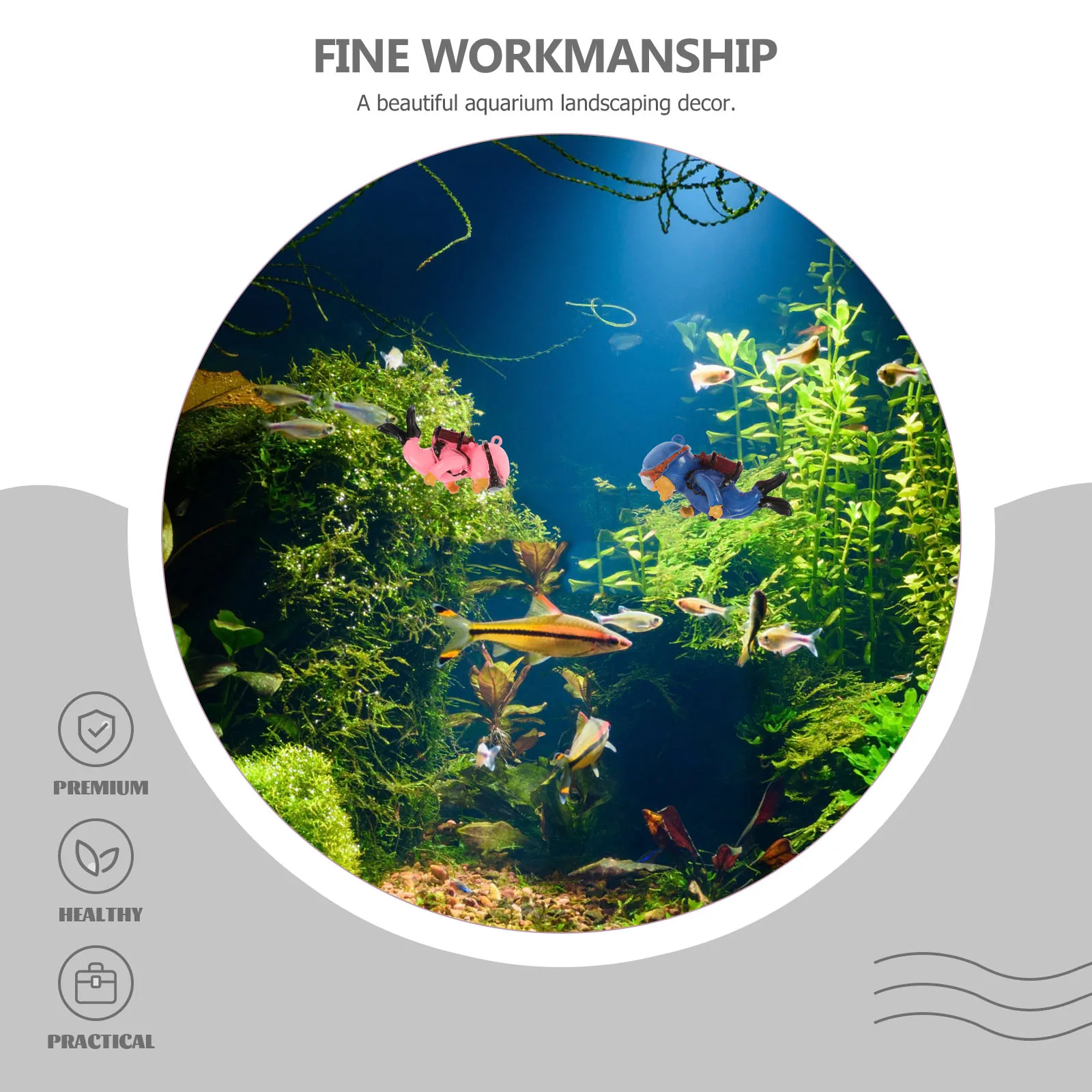 

4pcs Decoration Diver Tank Decorations Floating Ornament Resin Safe Durable Creative Shape Natural for Fish Tank Aquarium