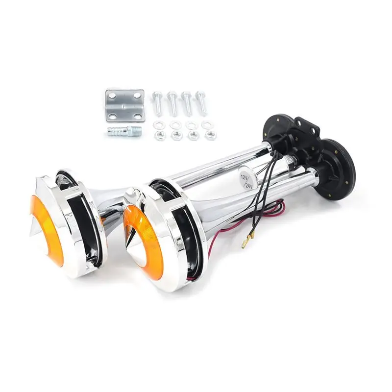 Air Source Universal 12V 24V Electronic Control Double-Tube Lampshade Truck Double-Tone Air Horn Wistle