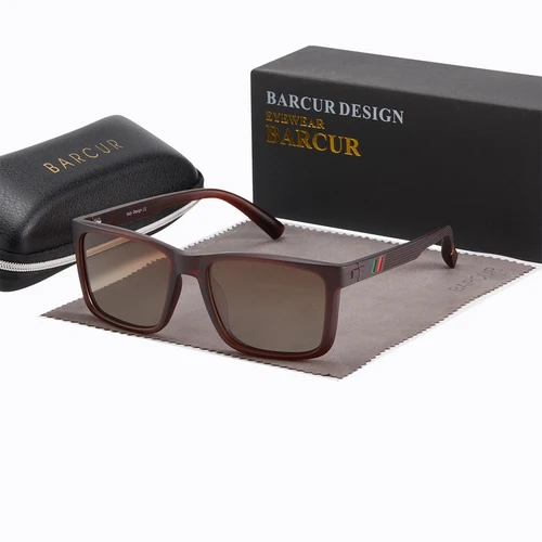 Imagen 1 del producto BARCUR-gafas de sol cuadradas para hombre y mujer, lentes de sol a la moda con protección UV400, adecuadas para actividades al aire libre, viajes, estuche Original