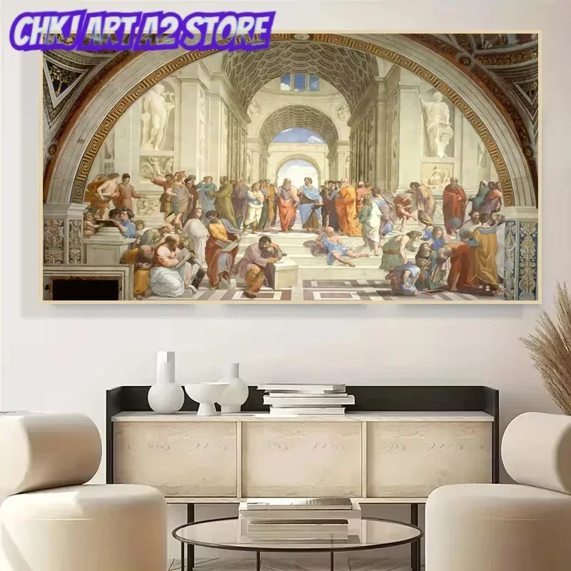 Famous Figure Painting Art School of Athens By Raphael Posters and Prints on Canvas Wall Art Pictures Room Home Decor Mural