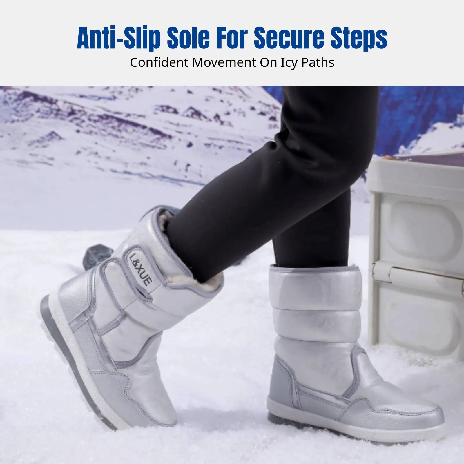 

Зимние ботинки для женщин и детей, с толстой шерстяной подкладкой, водонепроницаемые, нескользящие, теплые, до середины икры, семейный комплект