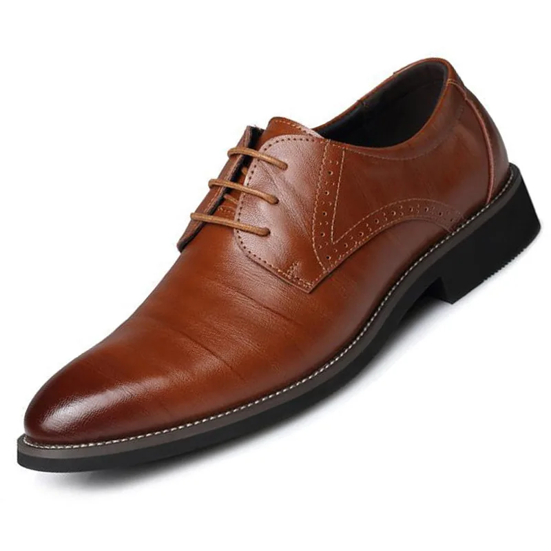 Zapatos de cuero de Punta puntiaguda británicos para hombres, zapatos Retro cómodos para negocios, zapatos de vestir de oficina para hombres, mocasines, zapatos sociales masculinos