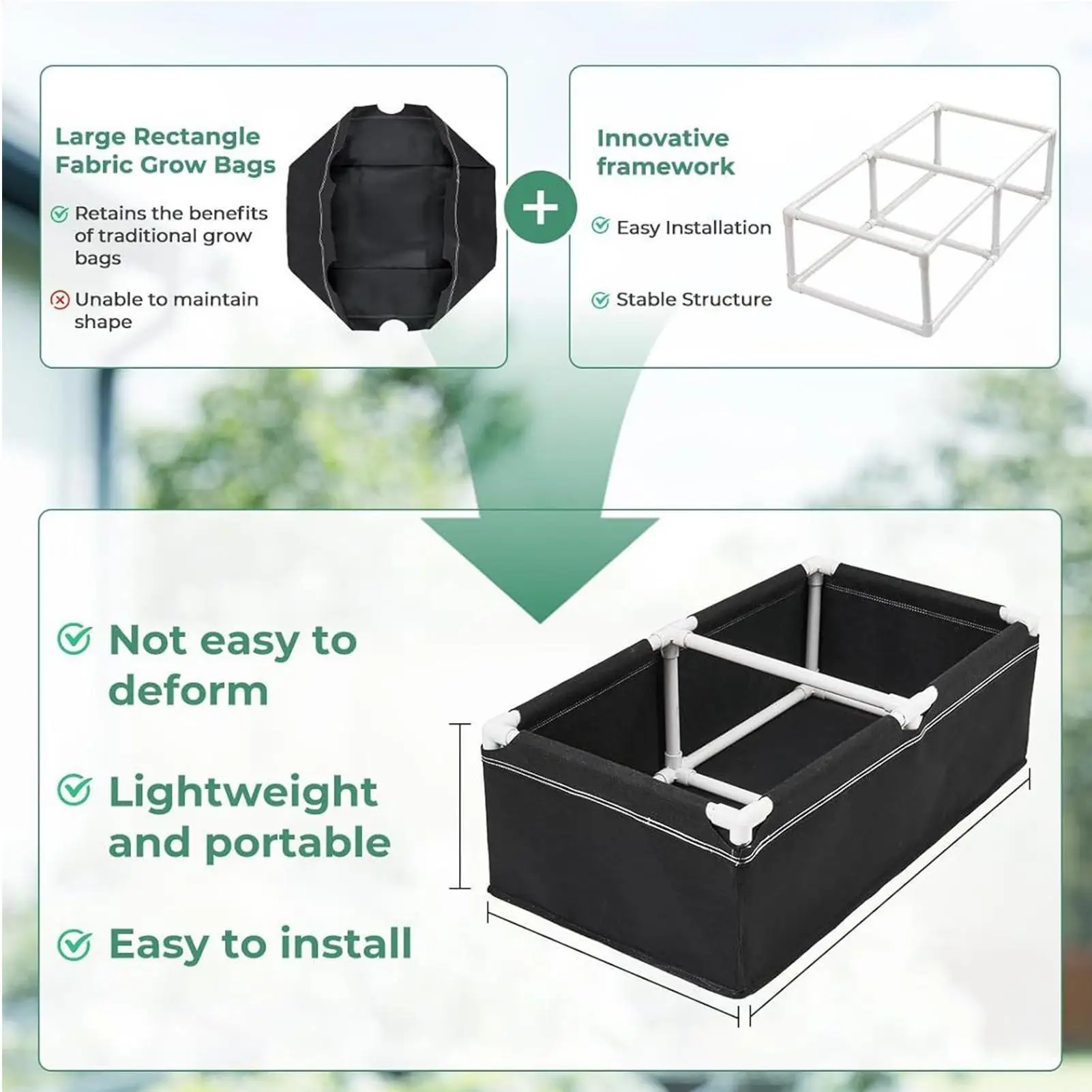 

Fabric Garden Raised Bed Rectangular Vegetable Growing Nursery Pot Gardening Raised Beds With Frame For Vegetable Strawberries