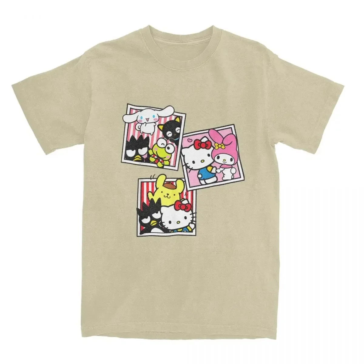 Hello Kitty And Friends Photo Booth T Shirt for Men Women Pure Cotton Fashion T-Shirt Crewneck Tees Short Sleeve Tops Big Size