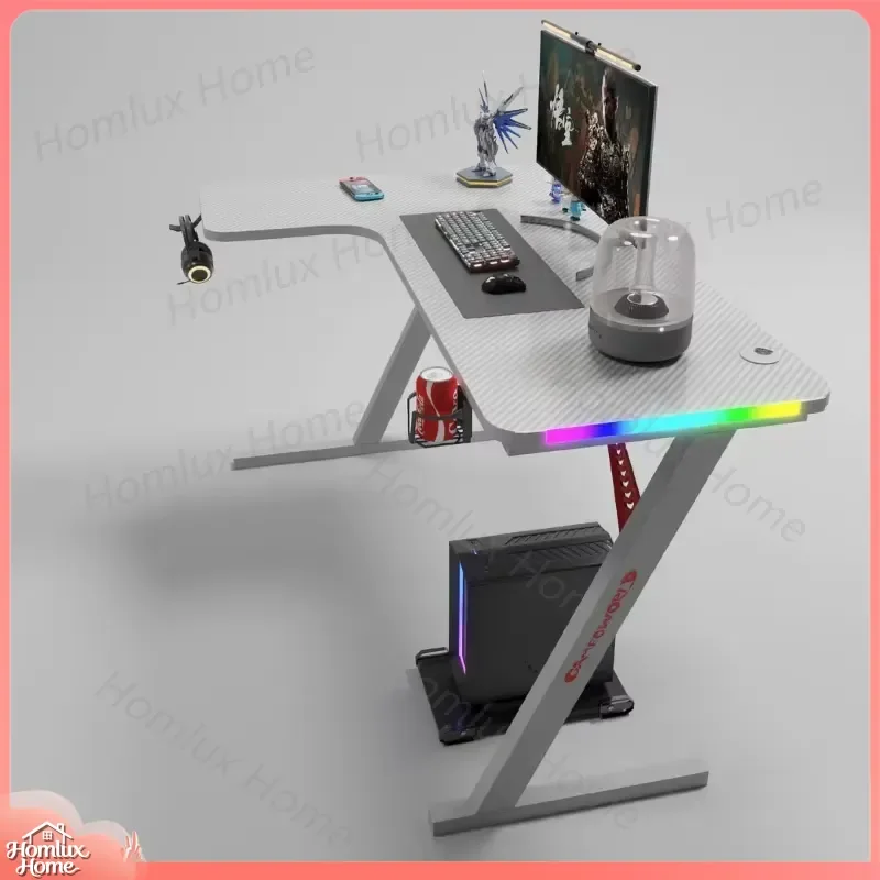 L Shaped Height Adjustable Standing Desk RGB Gaming Desk Smart Computer Table with Splicing Board for Home Office