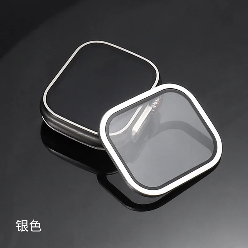 Metal Screen Protector for Apple Watch Ultra 2/Ultra 49mm Titanium Alloy Frame Full-Coverage 9H Tempered Glass Film iwatch Ultra