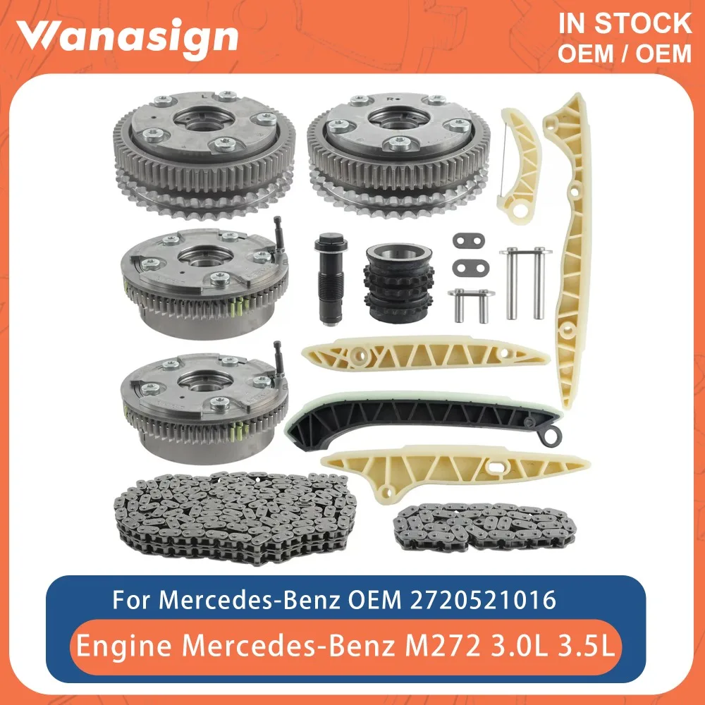 Engine Timing Chain Kit  Exhaust Intake VVT Gear Fit 3.0 L For Mercedes-Benz C300 W203 W211 W164 W221 272 M272 3.0L V6 GAS 05-15