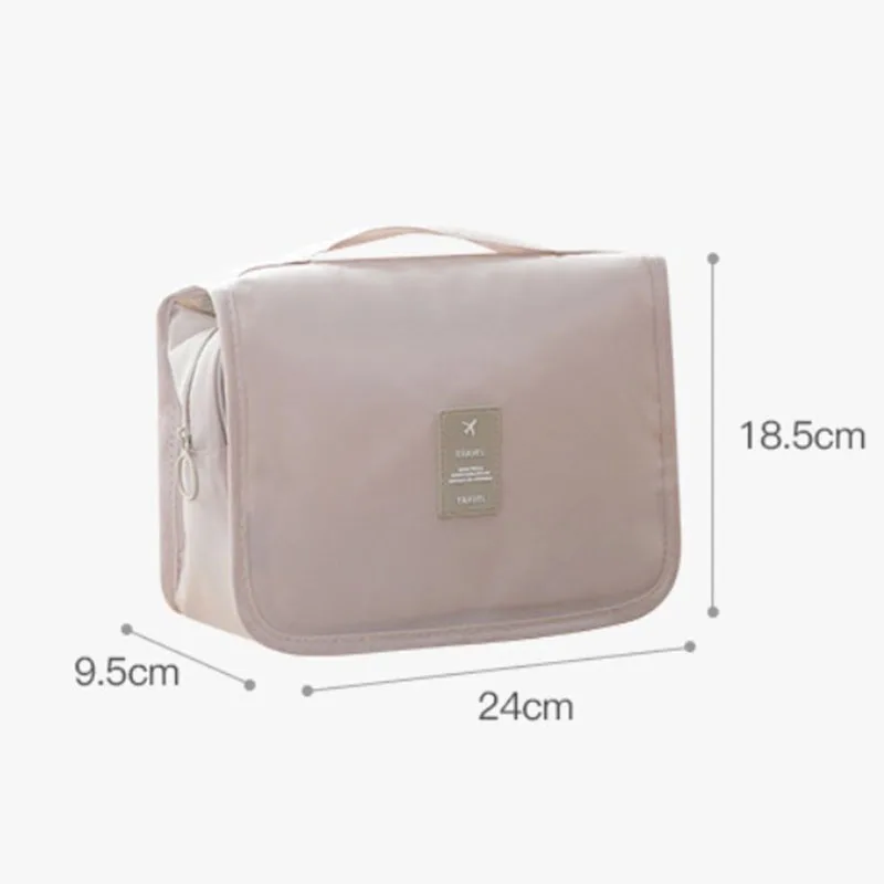LOERSS Fashion Make Up Bags Portable Large Capacity Cosmetic Bags Solid Color Hook Bag Travel Toiletries Storage Handbags