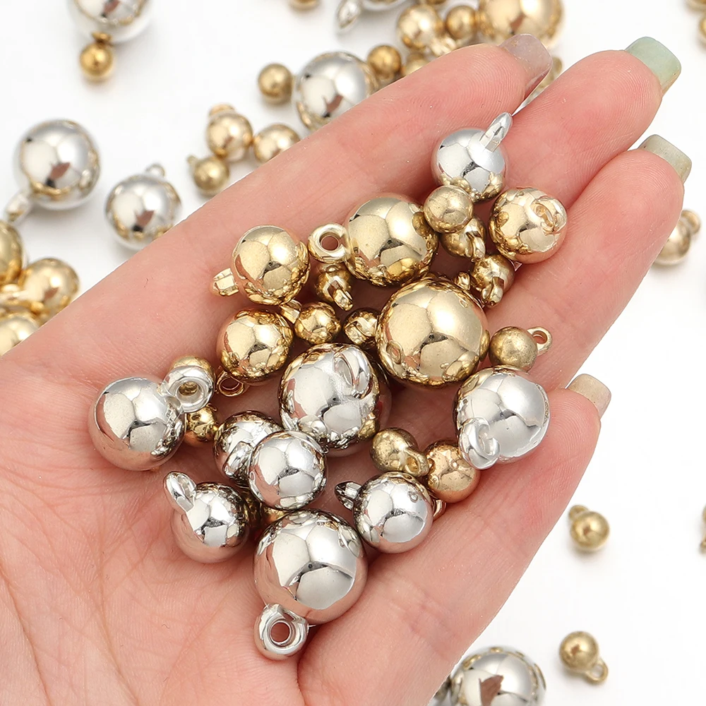 10-500pcs/lot CCB Hanging Beads 4/5/6/8/10/12/14/16mm Round Ball Bead Pendants For DIY Jewelry Making Necklace Bracelet