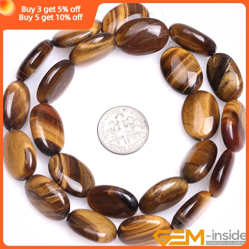 Natural Stone Tiger\'s Eye Oval Beads For Jewelry Making Strand 15 Inch DIY Bracelet Necklace For Women Gifts