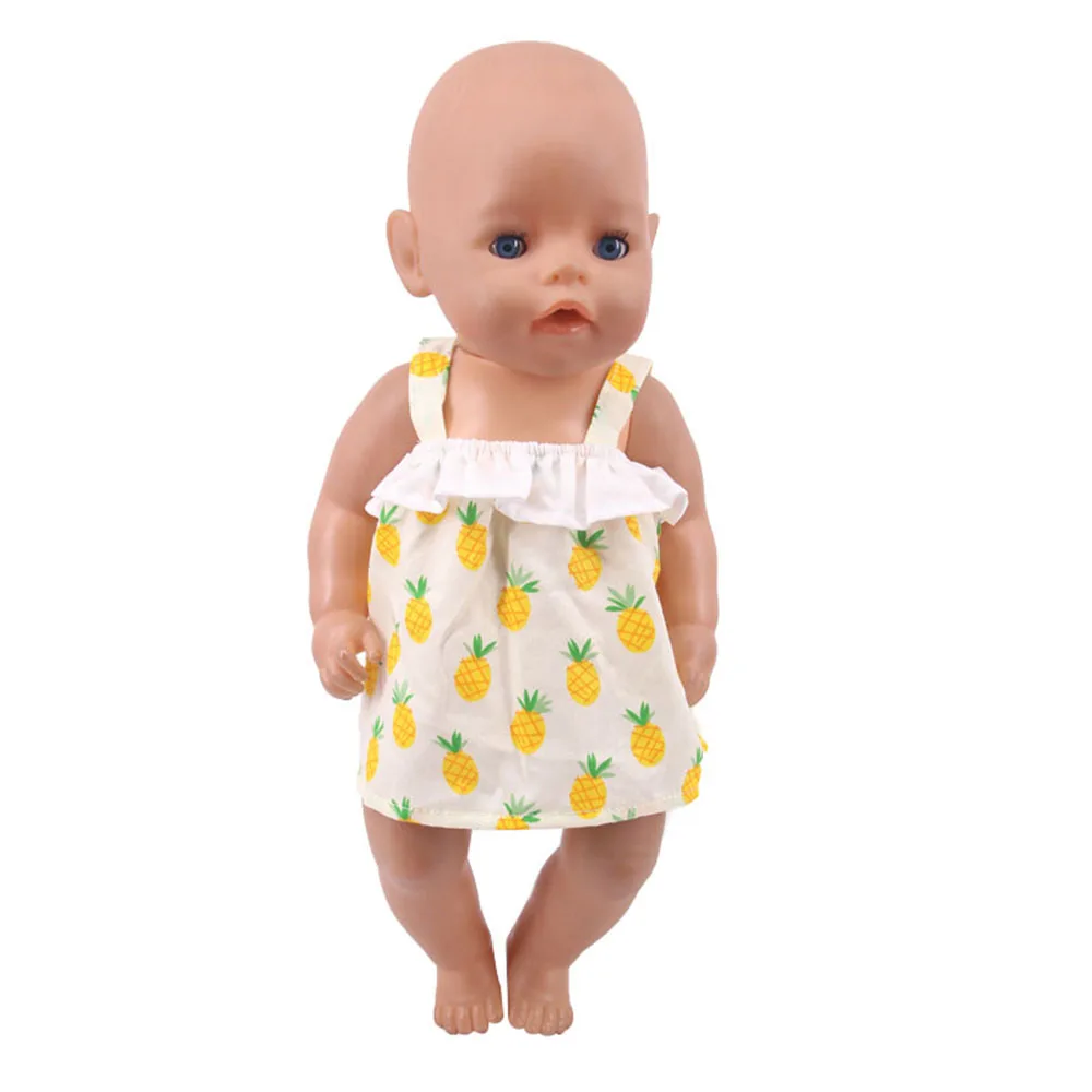 Pakaian boneka rok kuning 25 gaya untuk gaun anak perempuan boneka Amerika baru Lahir 43 Cm & 18 inci, mainan aksesori generasi kami