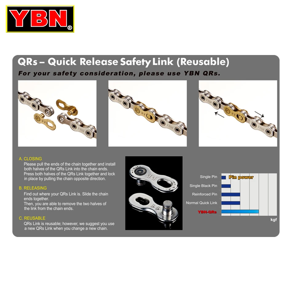 YBN 6 Pair Bike Chain Quick Link Mountain Cyclingl Bicycle Chain Missing Quick Connector Connecting Master for 8 9 10 11 12speed