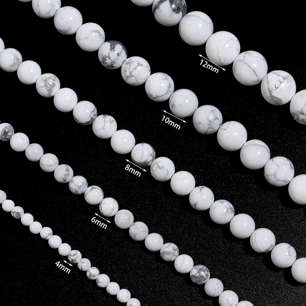 Natural Stone White Howlite Turquoise Round Loose Beads 15