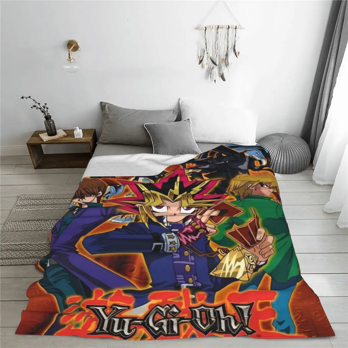 YuGiOh! Card Game Anime Flannel Blanket Yugi Muto Cartoon Novelty Throw Blankets for Home 200x150cm Quilt Ultra-Soft