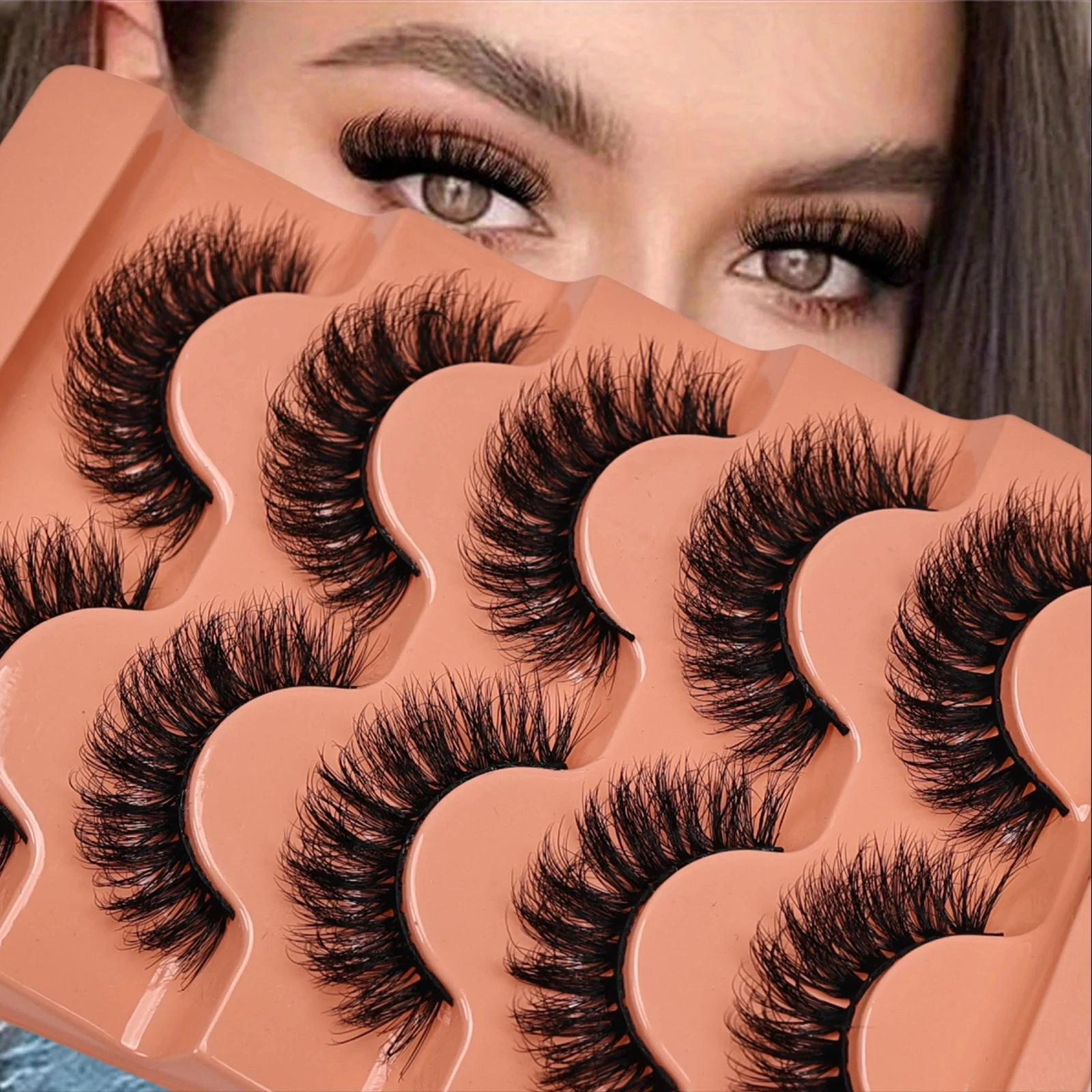 5 Paar 3D-flauschige künstliche Wimpern für dramatische künstliche Wimpern. Unordentliche künstliche Wimpern. Flauschige, dicke Wimpern