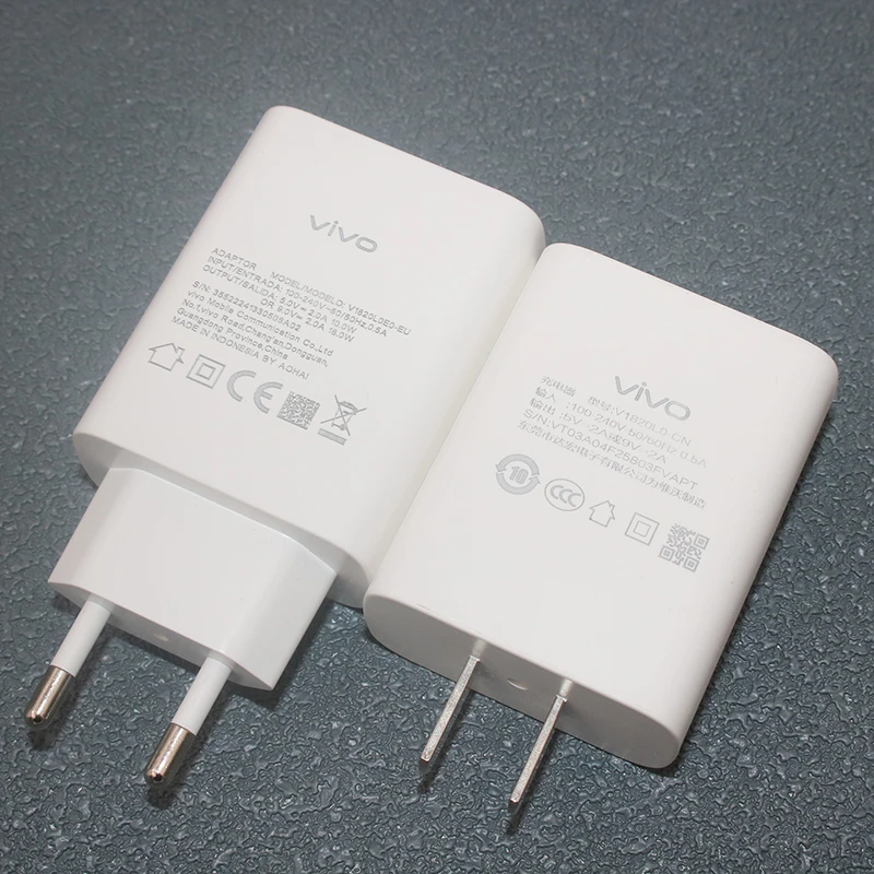 Original VIVO 18W Charger EU US Fast Charging Wall Adapter Type C Cable For VIVO Y52S Y72 Y53 Y33S Y32 Y30 Y27 Y22 Y31S Y32S Y16