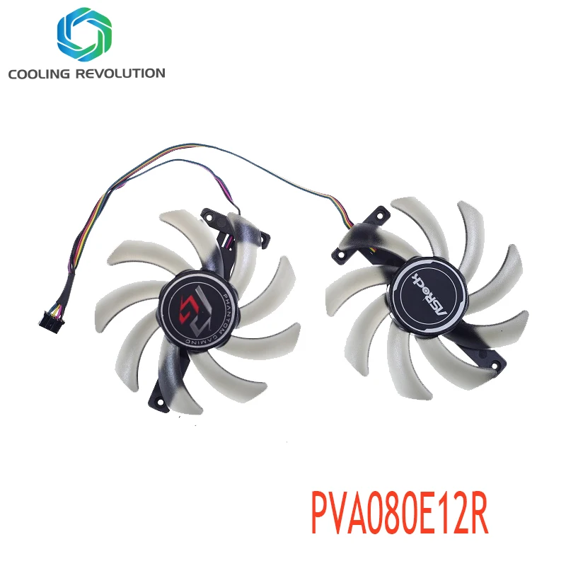 Graphics card fan PVA080E12R DC12V 0.50A 4Pin for ASRock Radeon RX 5500XT Phantom Gaming 8G OC