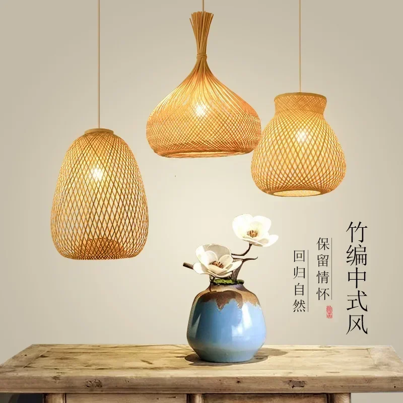 

Braided Bamboo Wood Pendant Light Lustre Rattan Wicker Ceiling Hanging Lamp Luminaire Chandelier for Living Bed Hall Room Decor