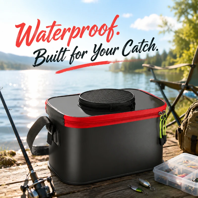 Outdoor Fishing Foldable Bucket, Premium Thick EVA Construction, Portable Water Tank for Field Fishing Trips