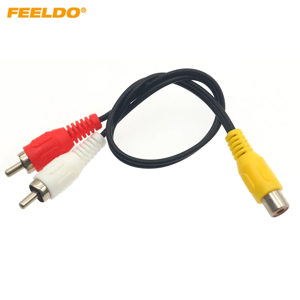 25cm 1-RCA Female To 2-RCA Male Jack Plug Audio Video AV Extension Cable Stereo AV Connector Cord Media Player Adapter