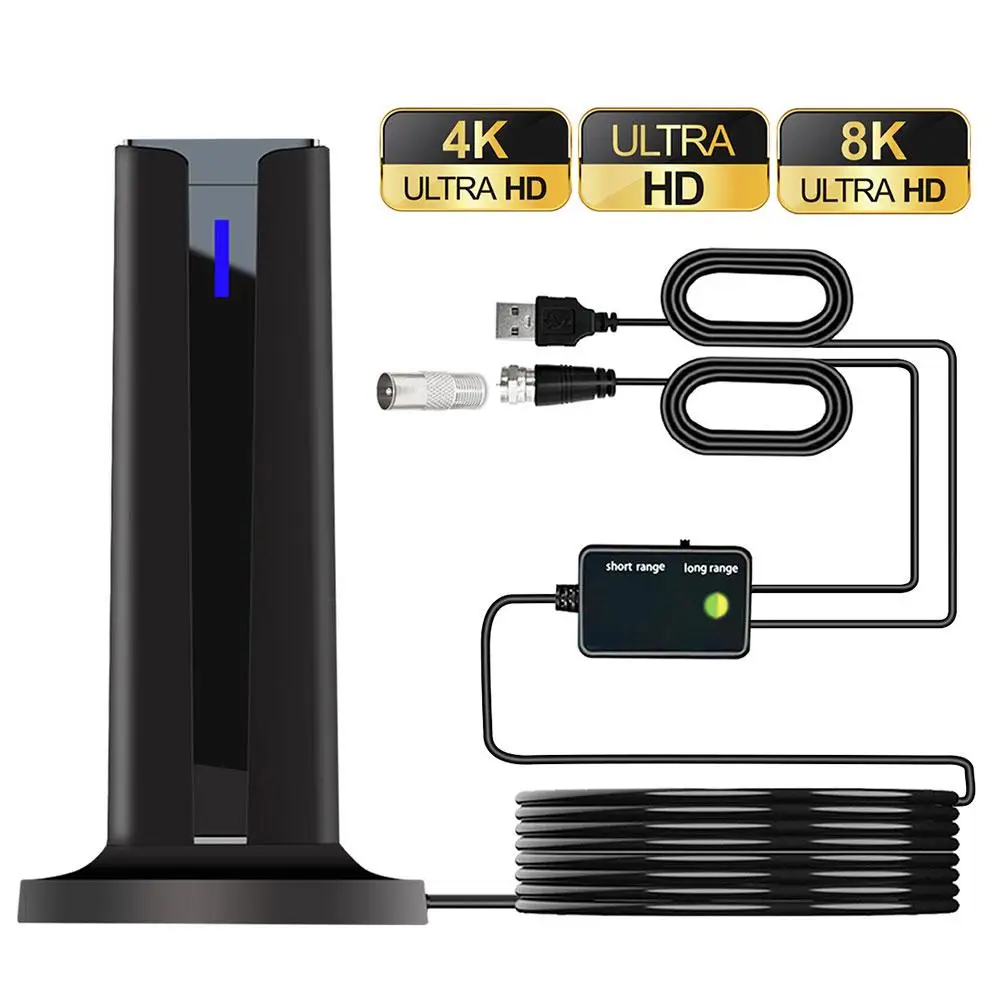 

Digital TV Antenna For Smart TV Indoor TV Antenna Long Range Reception HDTV Antenna Supports 4K 1080p With Stick Base U6X4