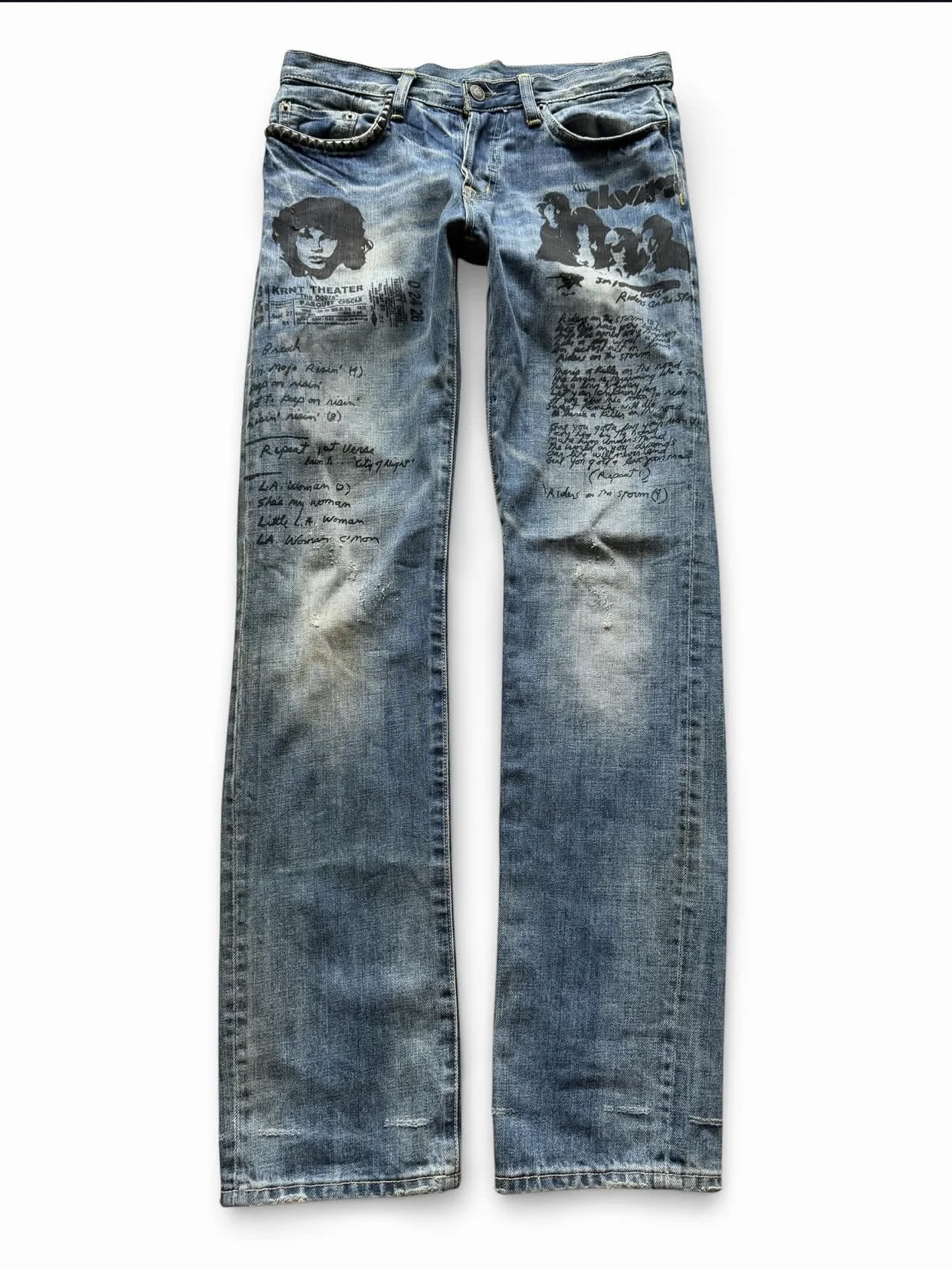 BLACK JOKER hysteric gl.. Visual Kei Super Rare Unisex PantsLarge Size to 3XL Studded Rock Style Jeans