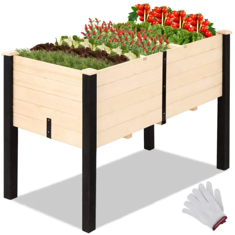 

Solid wood flower bed movable multi-layer outdoor planting box, flower stand rack, garden flower box, gardening supplies