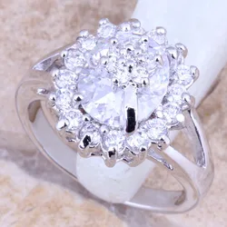 Awesome White Cubic Zirconia Fashion Jewelry Women's Flower Jewelry Ring Size 5 / 6 / 7 / 8 / 9 R1177