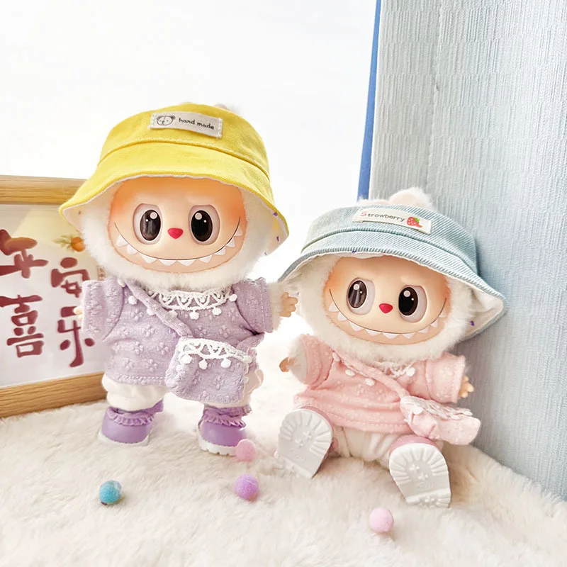 

In Stock New Only Clothes First And Second Generation Keychains Labubu Clothes Pendant Four Petal Flower Set Kawaii Cute Gifts