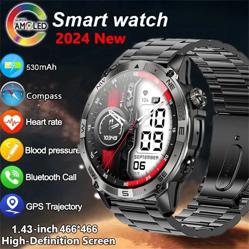 

2025 New 1.43-inch Ultra HD Full-Touch Smartwatch for Fitness & Sports - GPS, Compass, Air Pressure, Bluetooth Call