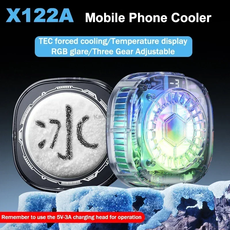 

X122A Digital Display Mobile Phone Cooler Magnetic Back Clip 2IN1 Frozen Semiconductor Cooling Fan Radiator for IOS Android PUBG