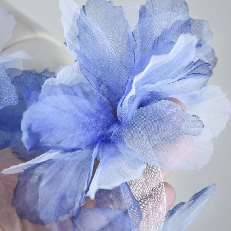 Deep Blue Seven Leaf Flower Gradient Lace Seven Leaf Flower Creative Handmade DIY Decoration Headwear Chest Flower Accessories