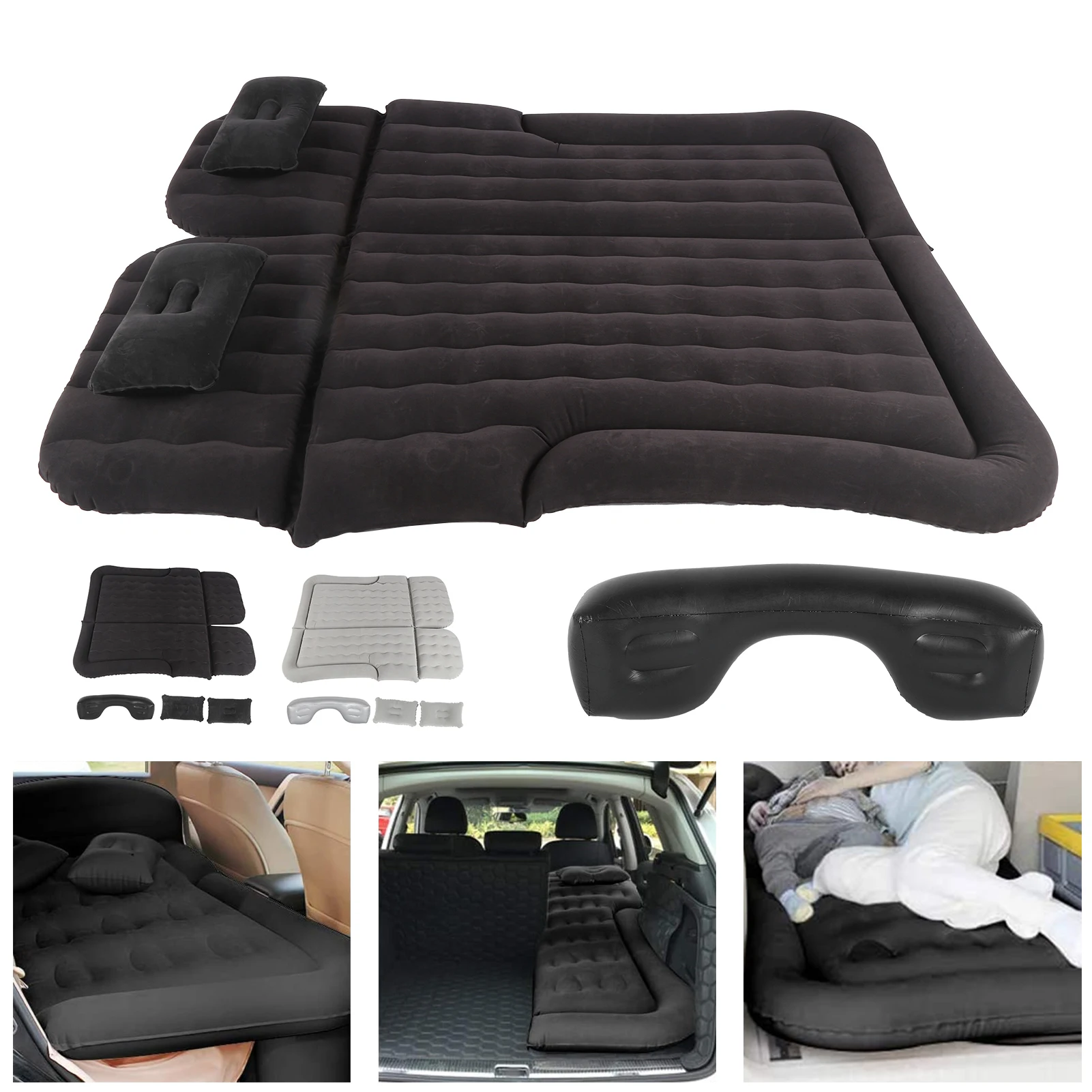 PVC Flocking Car Air Mattress 12V Travel Sleeping Inflatable Cushions For Sedan SUV Camping Festivals Seaside Trips 174 x 126cm