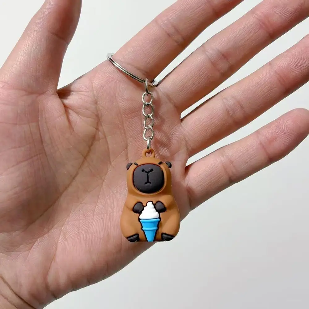 Niedliche Capybara Schlüssel bund Puppe Capibala Anhänger Fahrrad Rucksack Schlüssel Handy Anhänger Zubehör hässlich niedlich PVC weichen Gummi