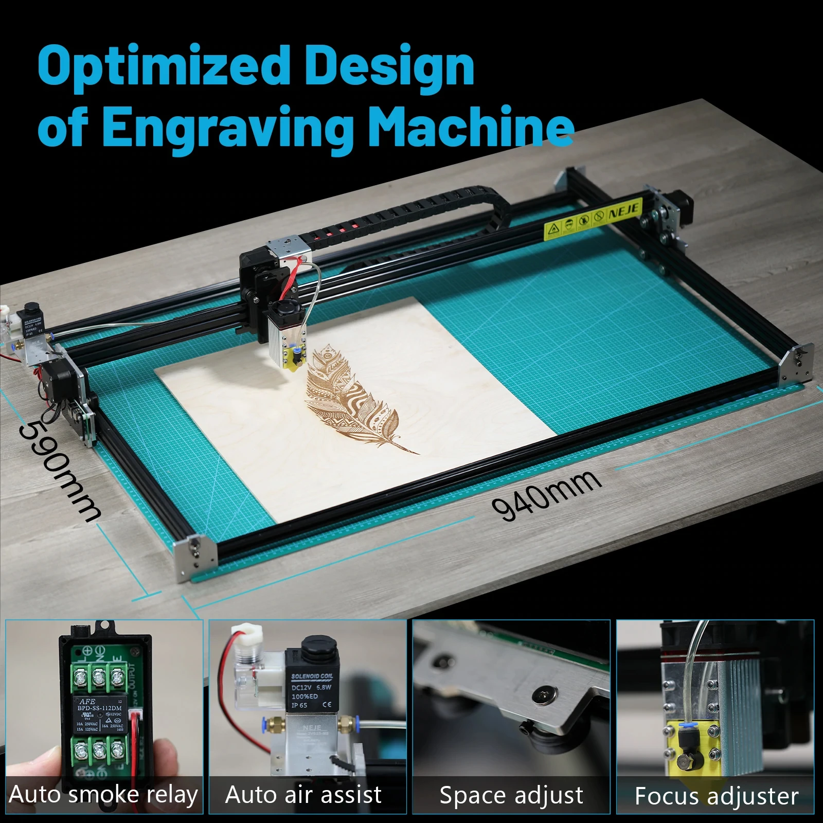 NEJE 3 Max/Plus A40640/E40 CNC Lightburn 80W incisore Laser taglierina per legno Mini stampante co2 Laser Cutter Metal Mark Tools