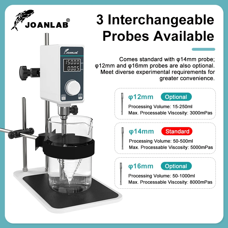 JOANLAB HZ‑400 Digital Laboratory High Shear Homogenizer, Emulsifying Dispersing Cell Crushing Mixer 15000rpm 1000ml
