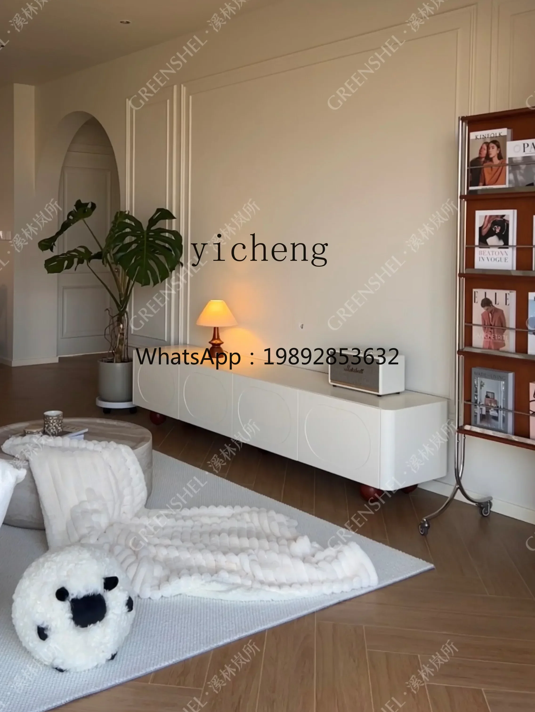 Simple TV Cabinet Silent Style Living Room Solid Wood Chest of Drawer