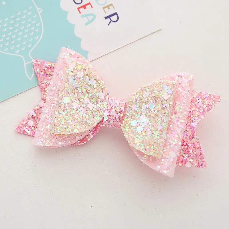 New Shiny Night Vision Fluorescent Bow Children Baby Girls Hair Clips Sweet Fan Princess Hair Accessories For Kids