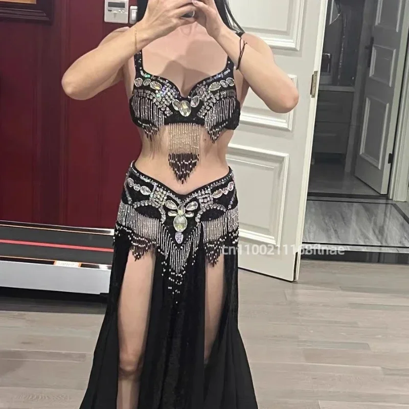 

New Sexy Adult Belly Dance Performance Costume Handmade Sequin Performance Costume Set Bellydance Performance Costume Sets